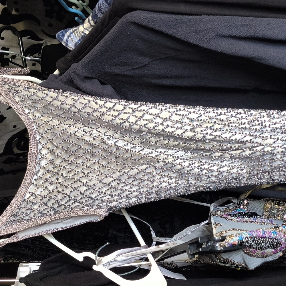 Silver Metallic beaded Classy Dress